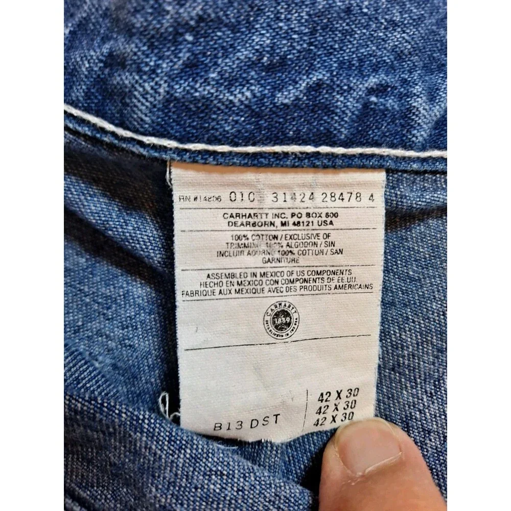 Carhartt Men’s Loose Fit Carpenter Jeans Size 42x30(41×28) B13DST Blue Denim